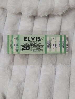 Elvis Presley Concert Ticket SEPT 20, 1977 Huntington, Civic Center